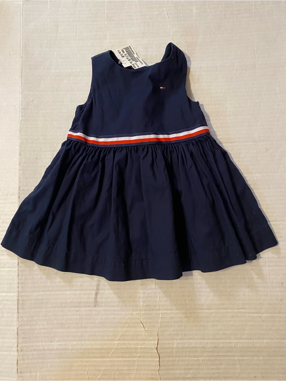 Tommy Hilfiger 6-9M toddler girl blue with red white stripes sleeveless dress